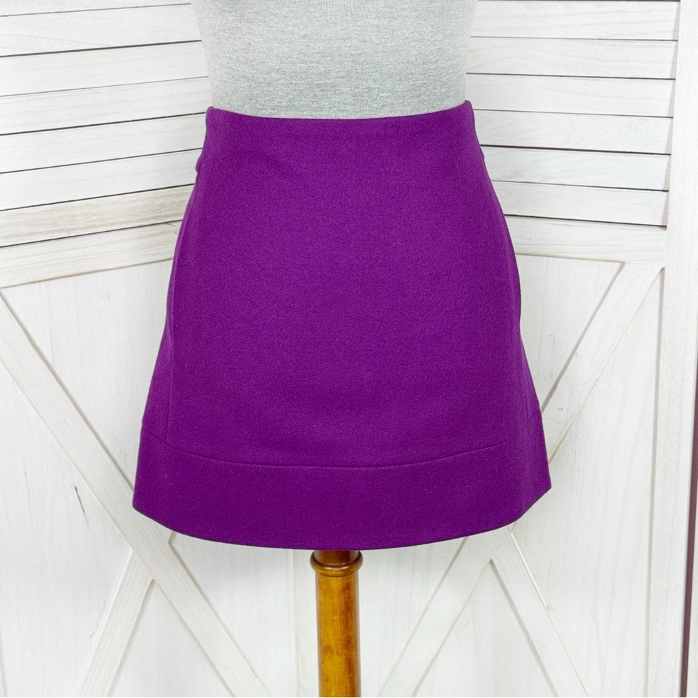 J.Crew‎ Wool Blend A Line Pencil Mini Skirt Electric Purple Size 2